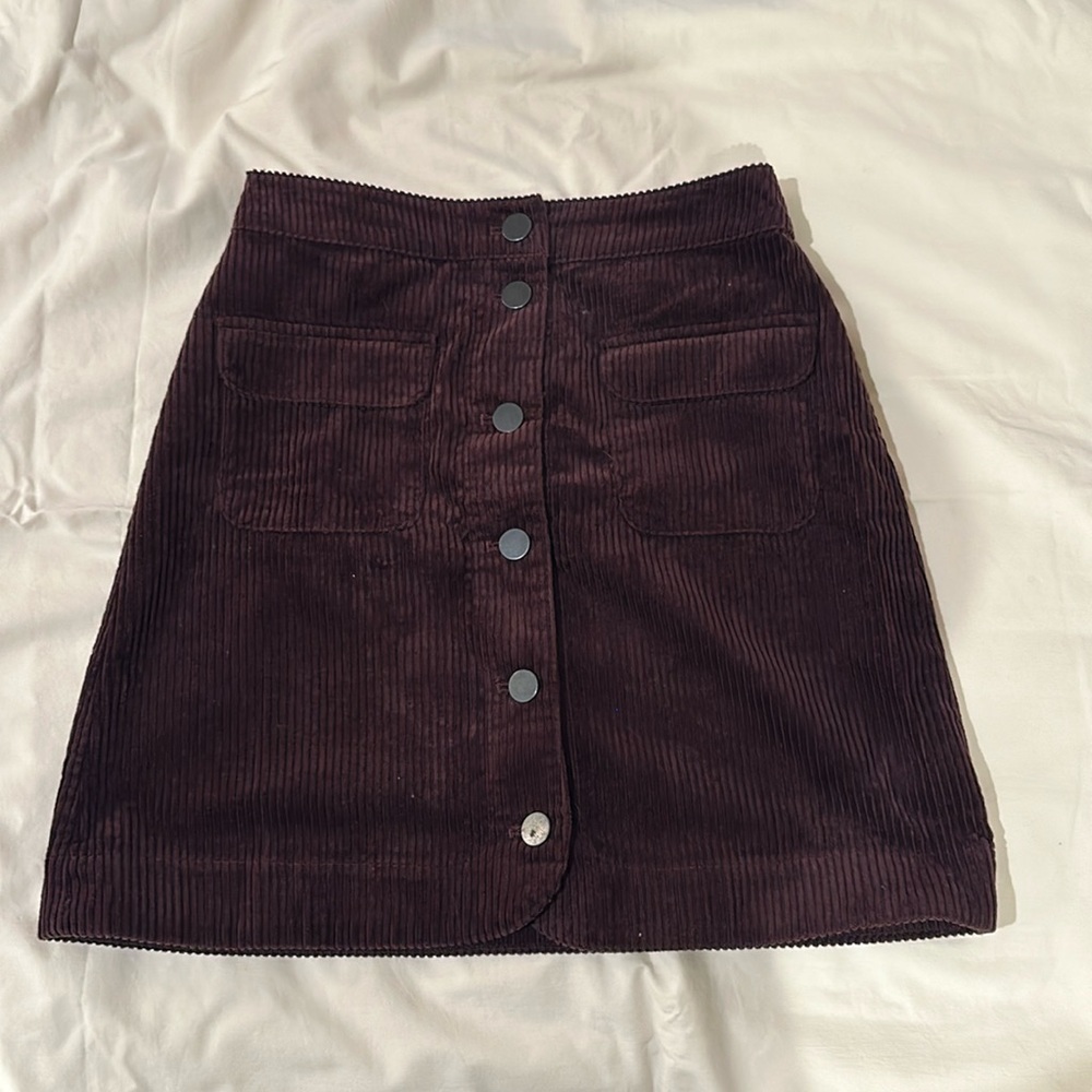 LOFT Burgundy Mini Corduroy Skirt